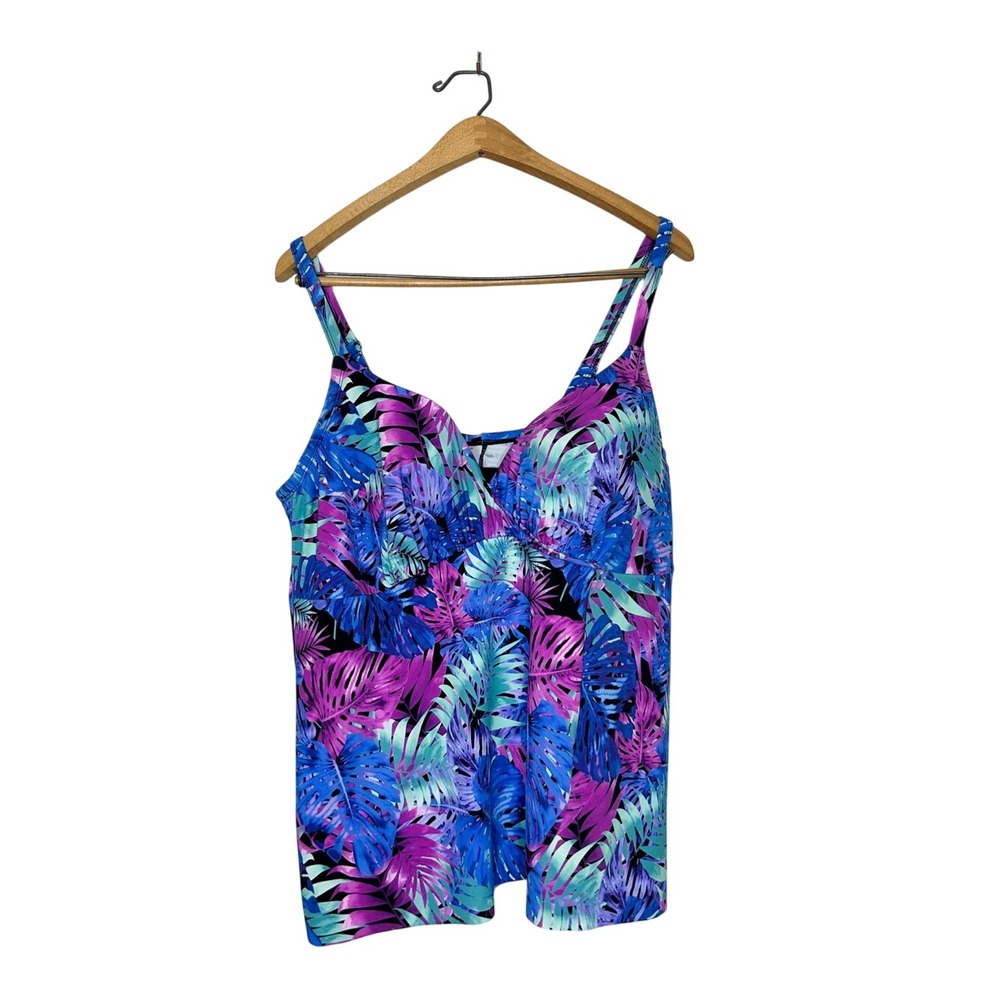Swimsuits For All Womens Colorful Tropical Palm Print Tankini Swimsuit Top 42D